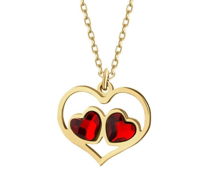 Naszyjnik srebrny ze szlifowany szkłem - serca