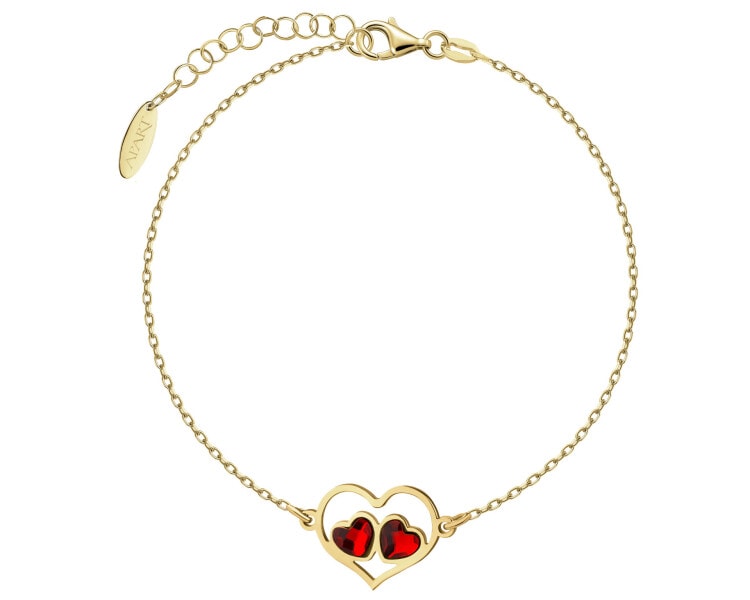 Bransoletka srebrna ze szlifowanym szkłem - serca