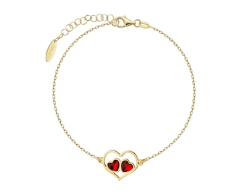 Bransoletka srebrna ze szlifowanym szkłem - serca