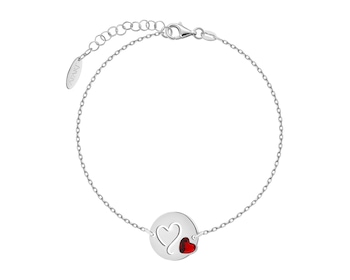 Bransoletka srebrna ze szlifowanym szkłem - serca