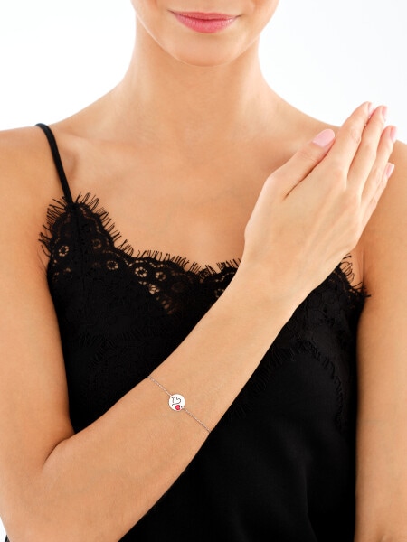 Bransoletka srebrna ze szlifowanym szkłem - serca