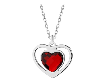 Naszyjnik srebrny ze szlifowany szkłem - serca