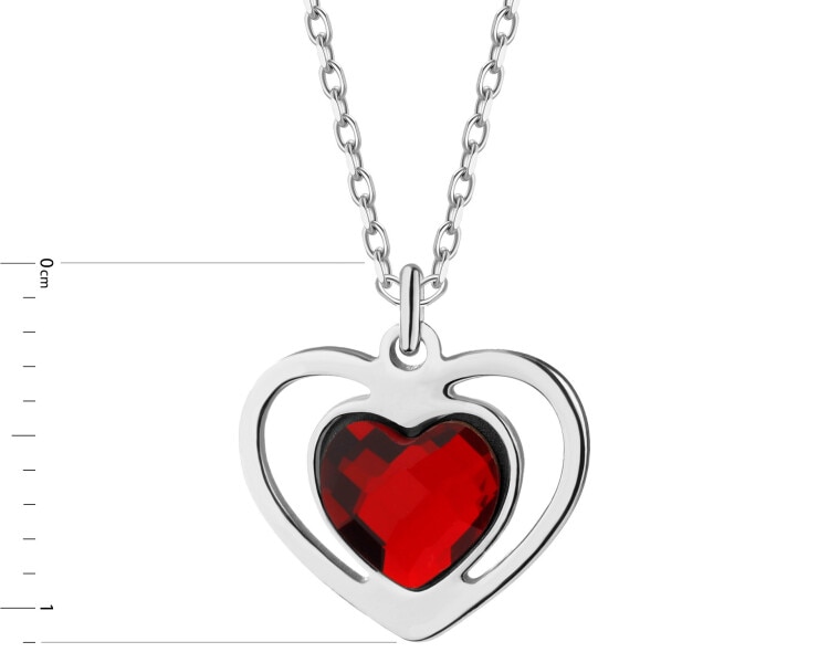 Naszyjnik srebrny ze szlifowany szkłem - serca
