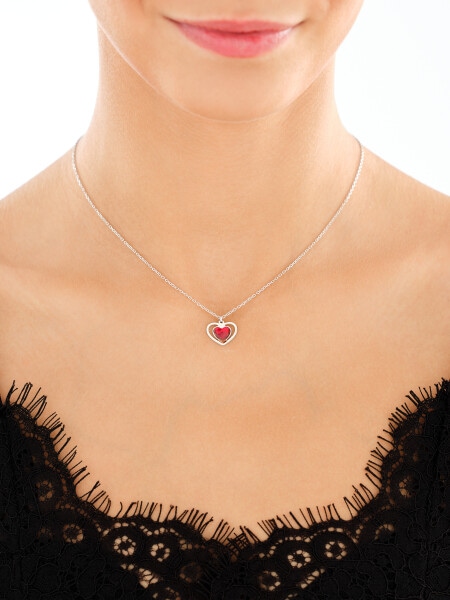 Naszyjnik srebrny ze szlifowany szkłem - serca