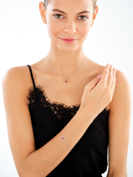 Naszyjnik srebrny ze szlifowany szkłem - serca