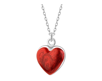 Naszyjnik srebrny z emalią - serce