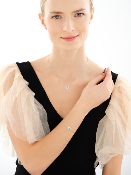 Naszyjnik srebrny z cyrkoniami - mama, serce