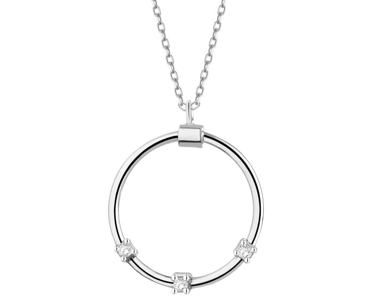 Naszyjnik srebrny z cyrkoniami - koło