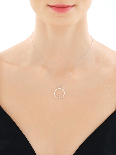 Stříbrný náhrdelník se zirkony - kroužek