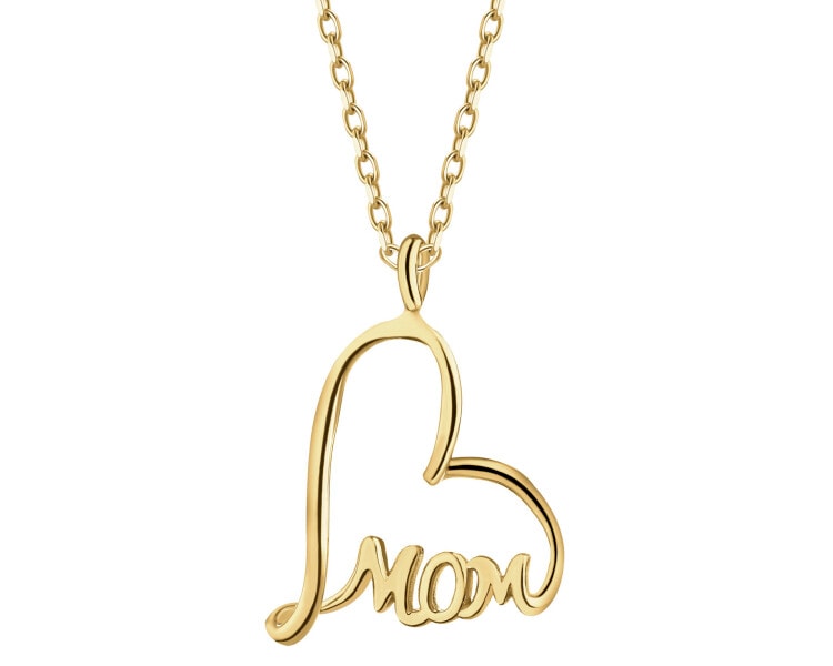 Naszyjnik srebrny - mama, serce