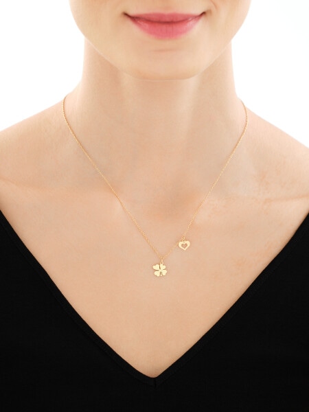 Naszyjnik srebrny - koniczyna, serce