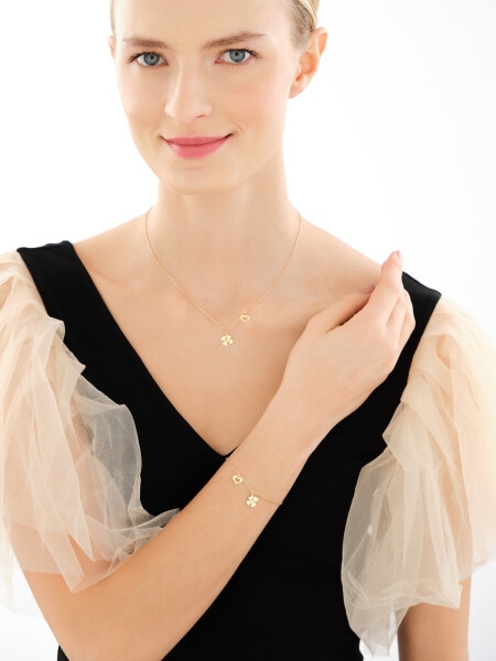 Naszyjnik srebrny - koniczyna, serce