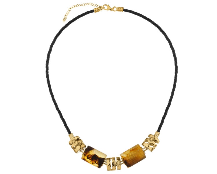 Naszyjnik srebrny z bursztynem