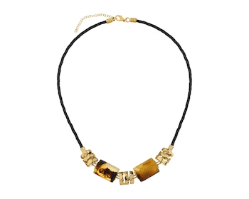 Naszyjnik srebrny z bursztynem