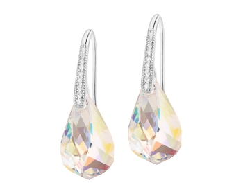 Kolczyki srebrne z cyrkoniami i szlifowanym szkłem