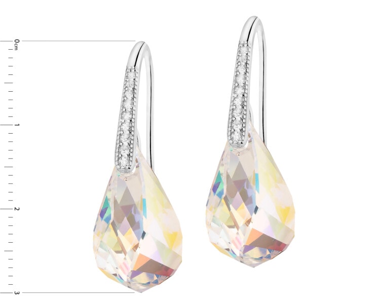 Stříbrné náušnice se zirkony a broušeným sklem