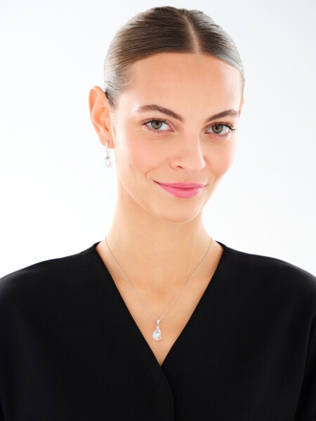 Stříbrné náušnice se zirkony a broušeným sklem