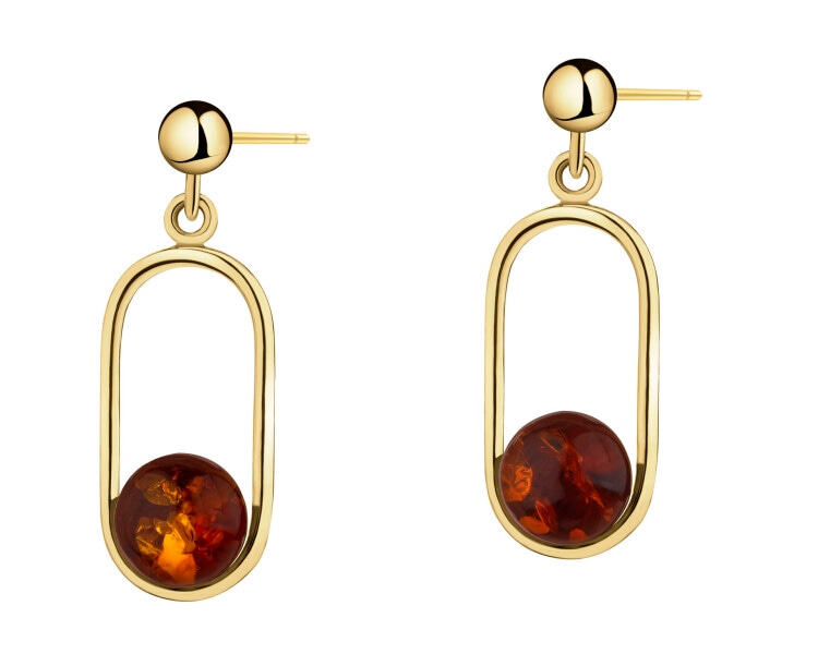 Kolczyki srebrne z bursztynem - kulki