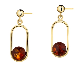 Kolczyki srebrne z bursztynem - kulki