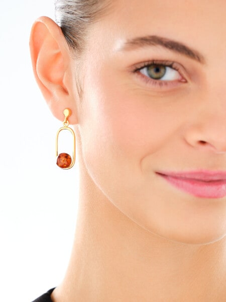 Kolczyki srebrne z bursztynem - kulki