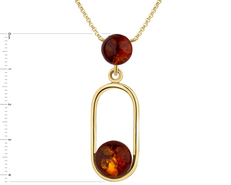 Naszyjnik srebrny z bursztynem - kulki