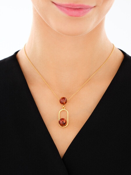 Naszyjnik srebrny z bursztynem - kulki