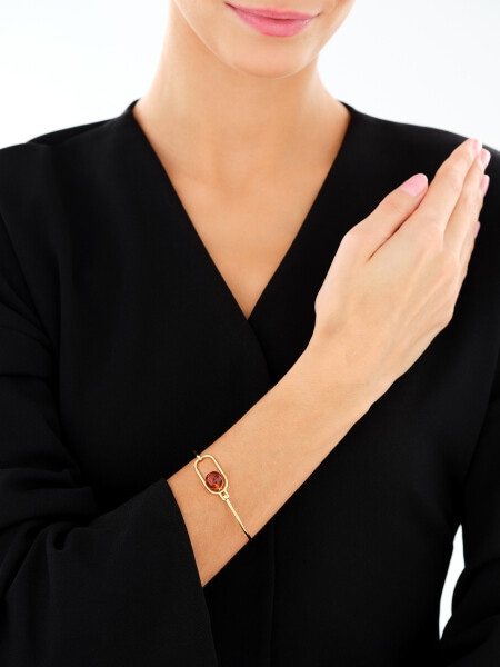 Bransoletka srebrna z bursztynem - kulka