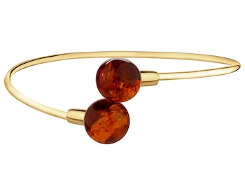 Bransoletka srebrna z bursztynem - kulka