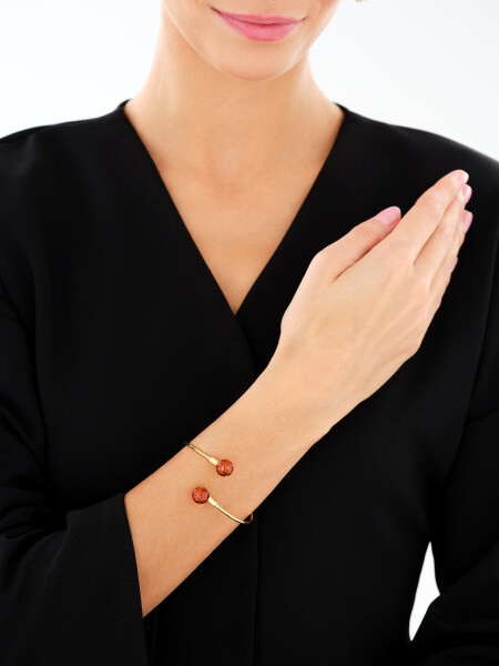 Bransoletka srebrna z bursztynem - kulka