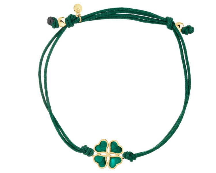 Bransoletka z elementami srebra i emalią - koniczyna