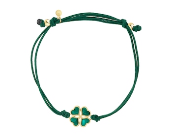 Bransoletka z elementami srebra i emalią - koniczyna