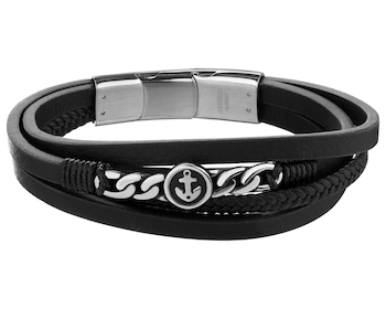 Branolsetka ze stali szlachetnej i skóry - kotwica