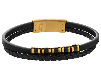 Bransoletka ze stali szlachetnej i skóry