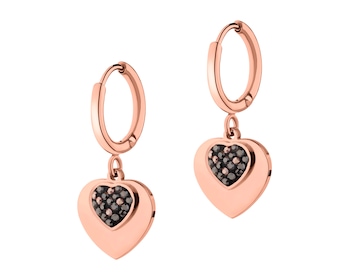 Kolczyki ze stali szlachetnej z markasytami - serce