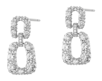 Kolczyki z mosiądzu rodowane z cyrkoniami