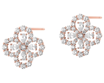 Kolczyki z mosiądzu pozłacane z cyrkoniami - kwiaty