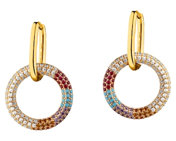 Kolczyki z mosiądzu pozłacane z cyrkoniami - koła