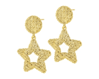 Kolczyki z mosiądzu pozłacane - gwiazdy