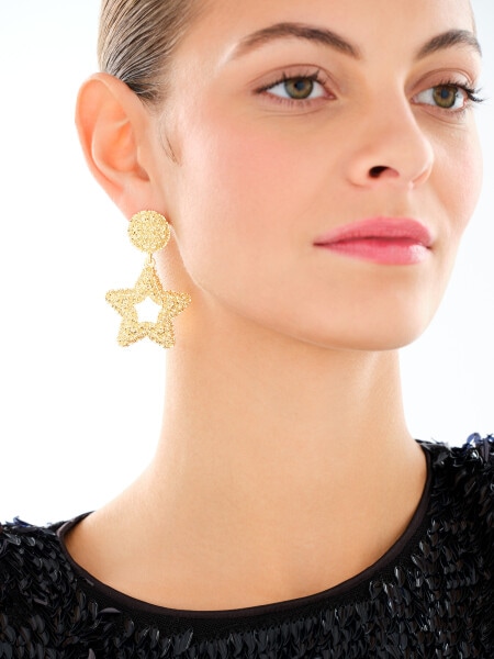 Kolczyki z mosiądzu pozłacane - gwiazdy