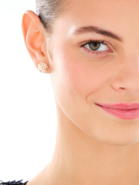 Kolczyki z mosiądzu pozłacane z cyrkoniami i perłami