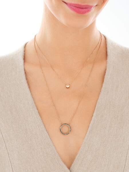 Naszyjnik ze stali szlachetnej z markasytami i kryształem