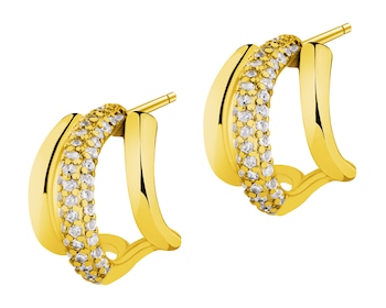 Kolczyki z mosiądzu pozłacane z cyrkoniami