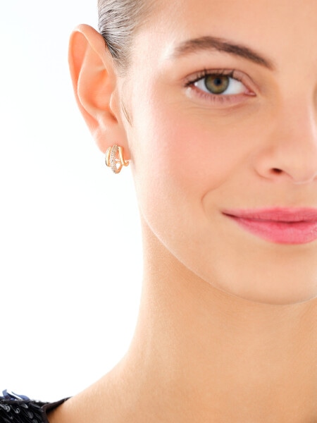 Kolczyki z mosiądzu pozłacane z cyrkoniami