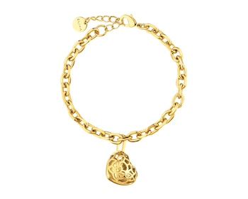 Bransoletka z mosiądzu pozłacana - serce