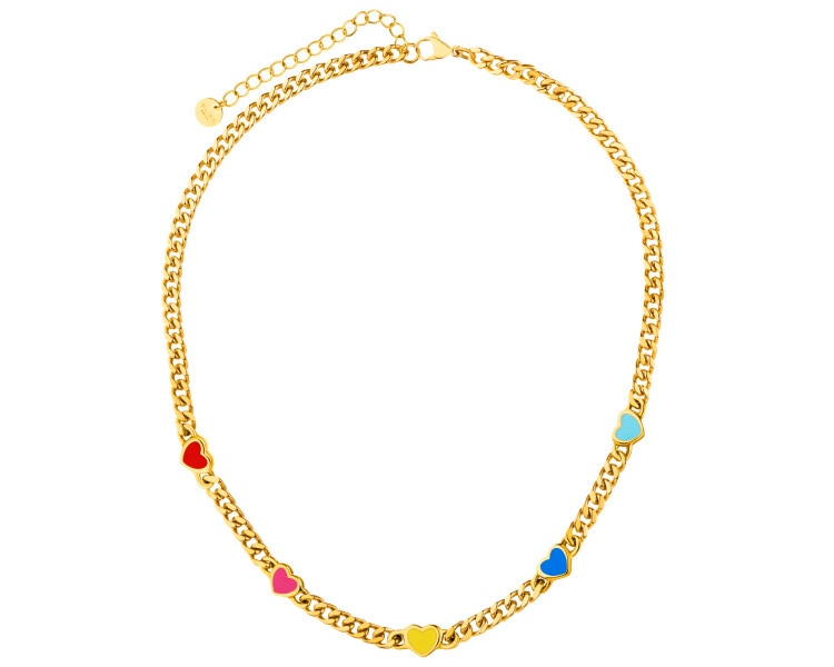 Naszyjnik ze stali szlachetnej z detalami z masy żywicznej - serce