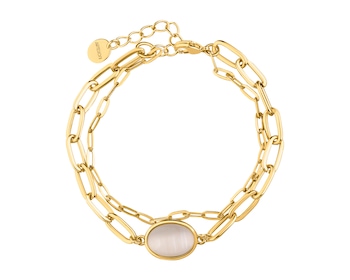 Bransoletka z mosiądzu pozłacana z kocim okiem