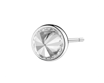 Kolczyk srebrny ze szklanym detalem