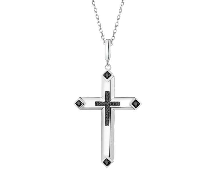 Zawieszka srebrna ze spinelami - krzyż