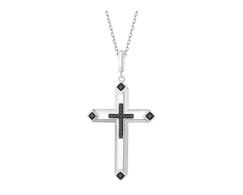 Zawieszka srebrna ze spinelami - krzyż