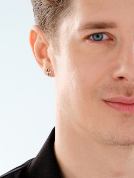 Stříbrná kusová náušnice - kříž